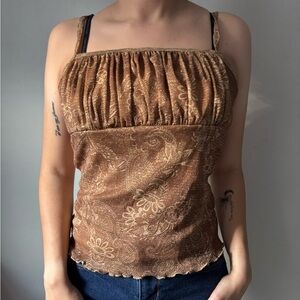 Y2K Gold Sequin Fairycore Sleeveless Fairy Romantic Glitter Top - Size Small